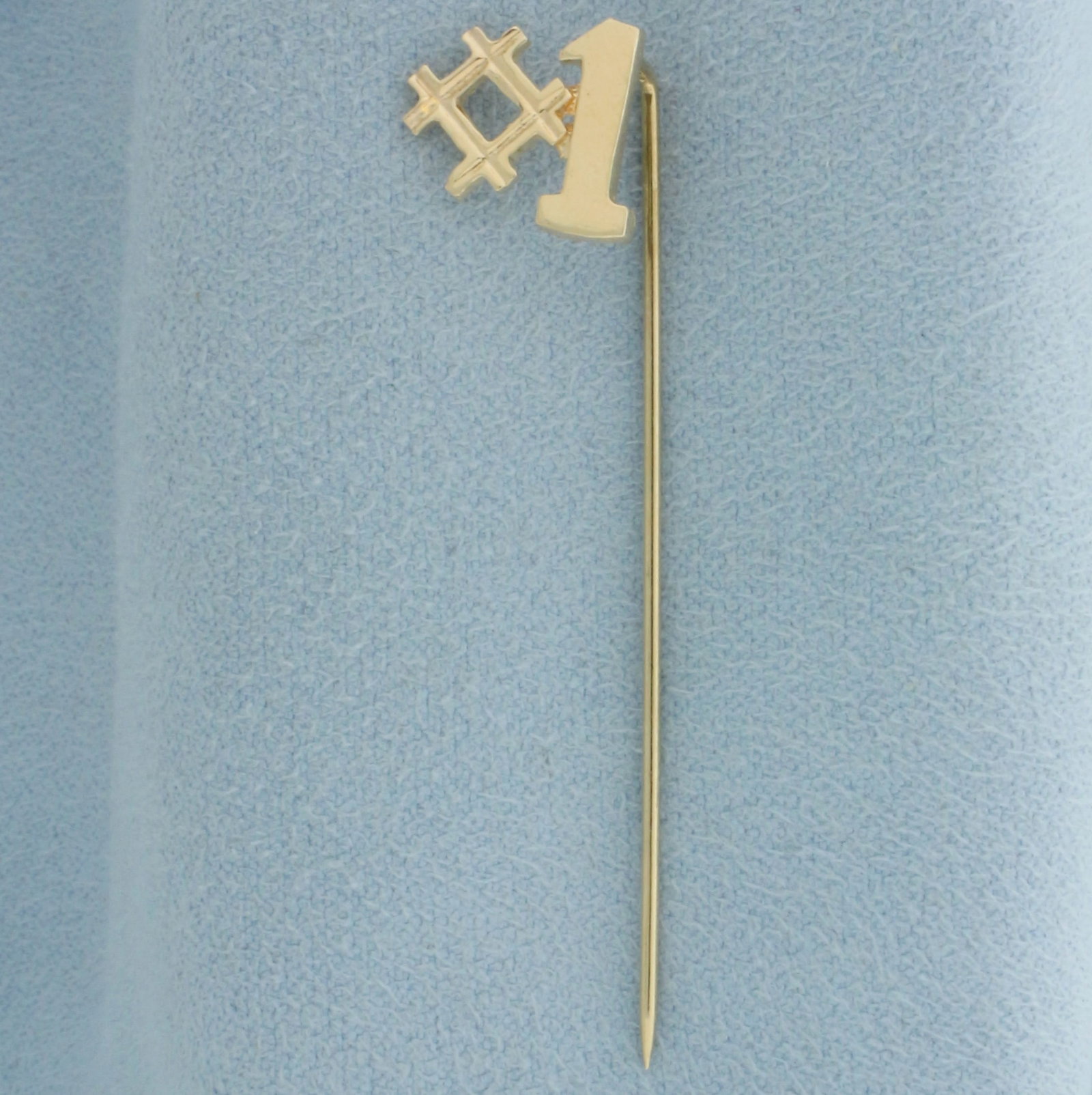 #1 Stick Pin 14k Yellow Gold: In 14k yellow gold. 2 inches long and 1/2 inch wide. 1.2g.