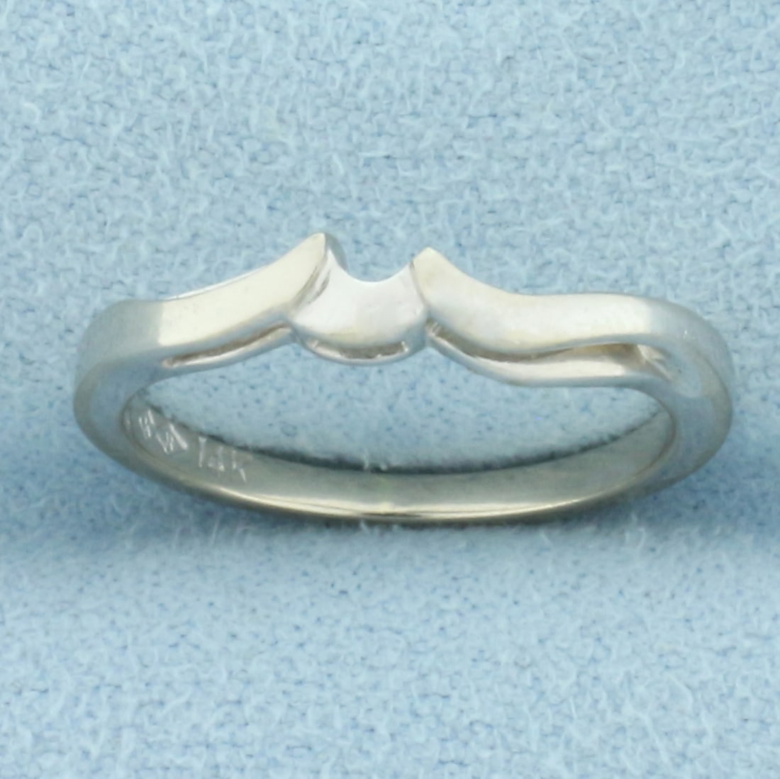 Wave Design Shadow Band Ring in 14k White Gold: In 14k white gold. 3.3mm wide at top. Size: 5. 2.1g.