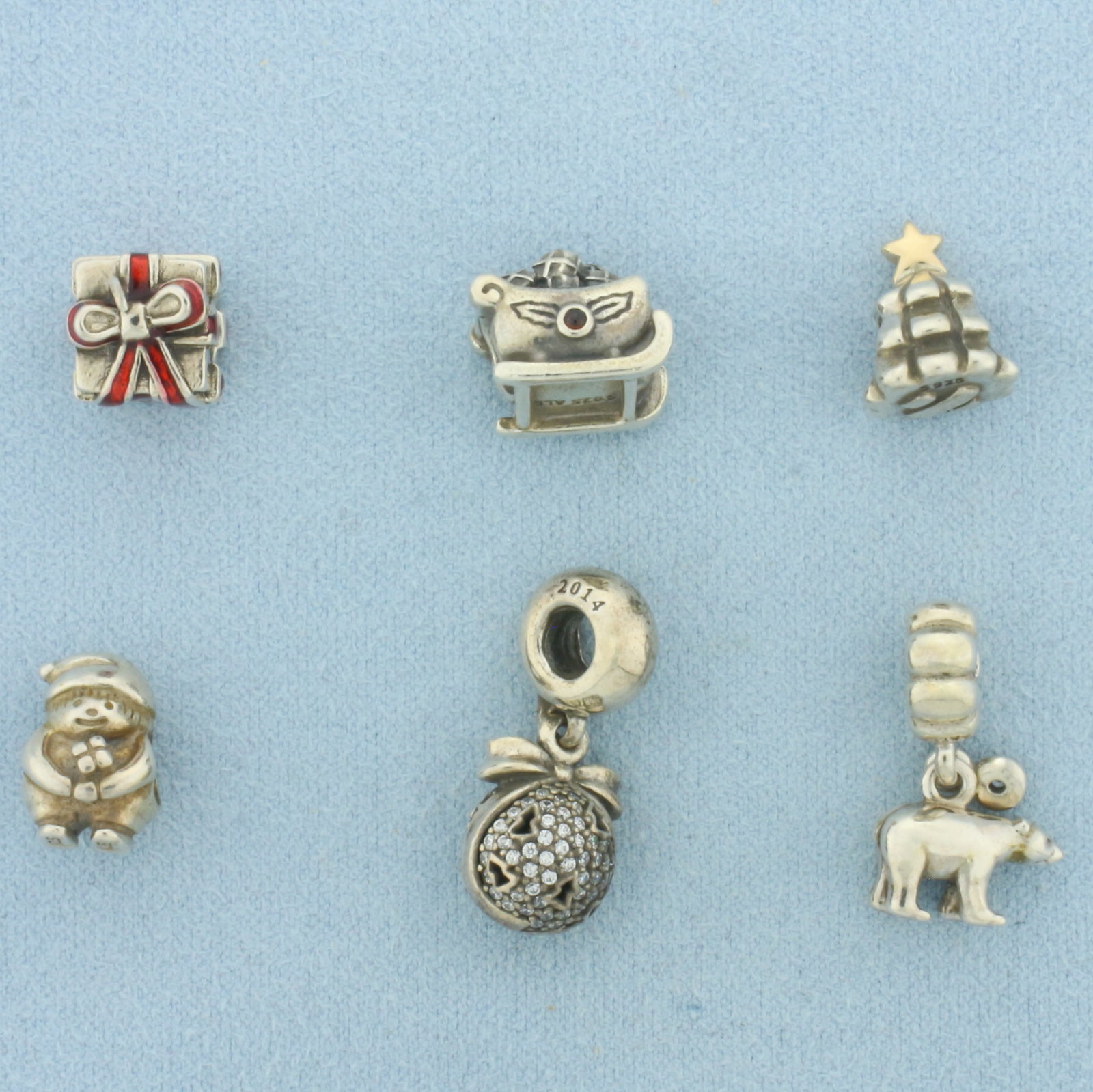 Pandora Retired Christmas Winter Beads - Set of 6 in Sterling Silver (1 of 2)