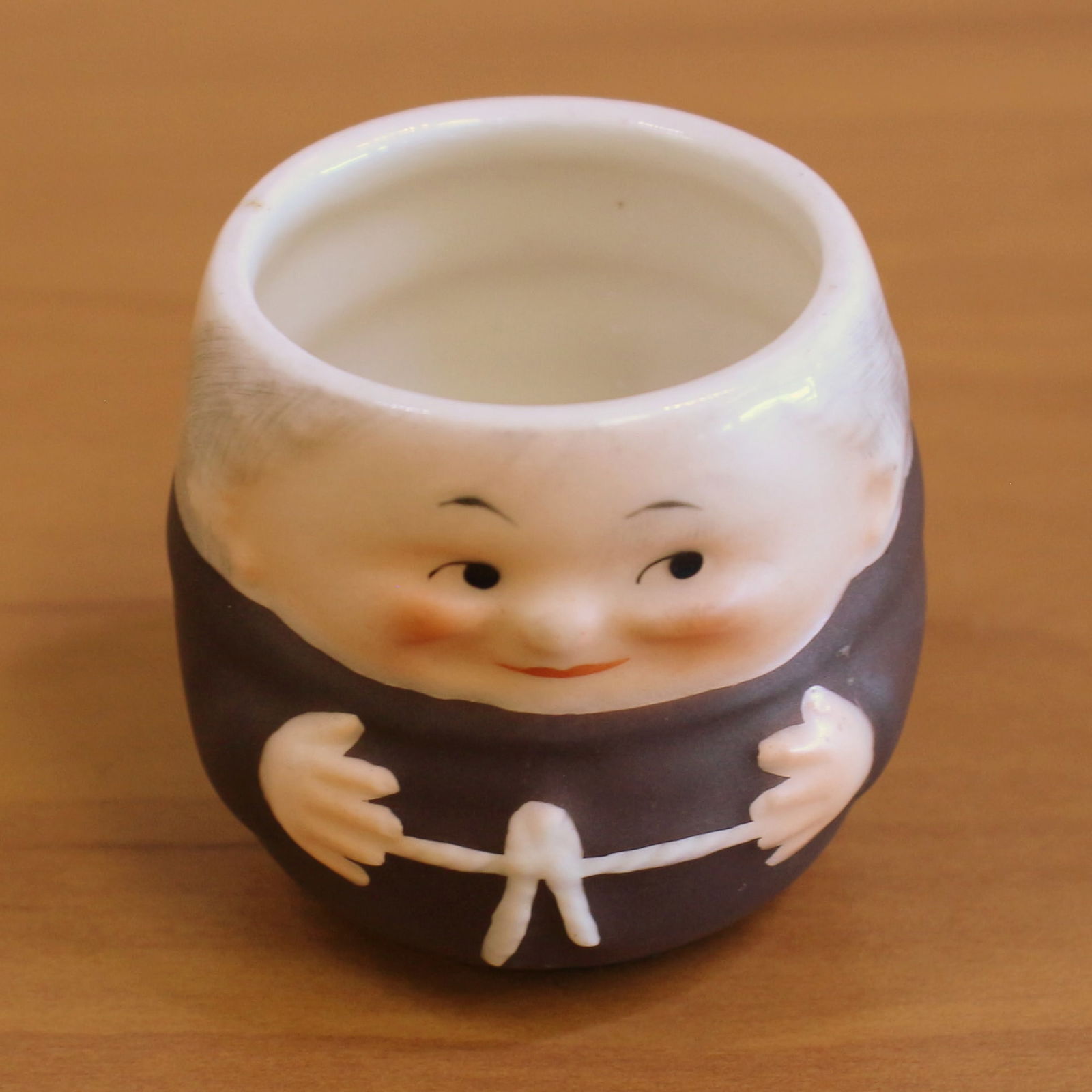 Rare Vintage Goebel Friar Tuck Monk Mini Sugar Cup or Sugar Bowl: 2 inches tall. 2 inches wide. #KL94.