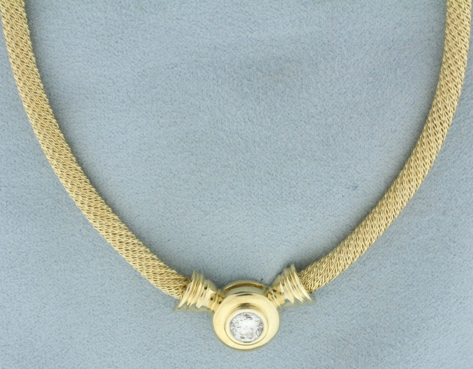 Italian Diamond Solitaire Necklace in 14k Yellow Gold (1 of 2)