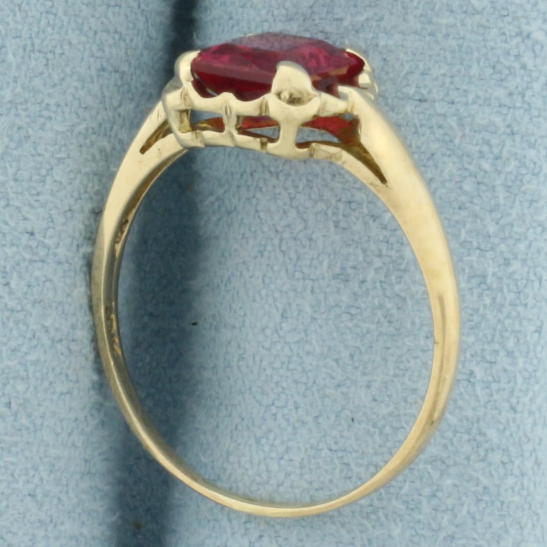Vintage Lab Ruby Ring in 10k Yellow Gold - 3
