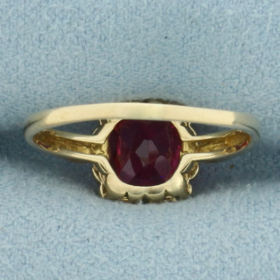 Vintage Lab Ruby Ring in 10k Yellow Gold - 4