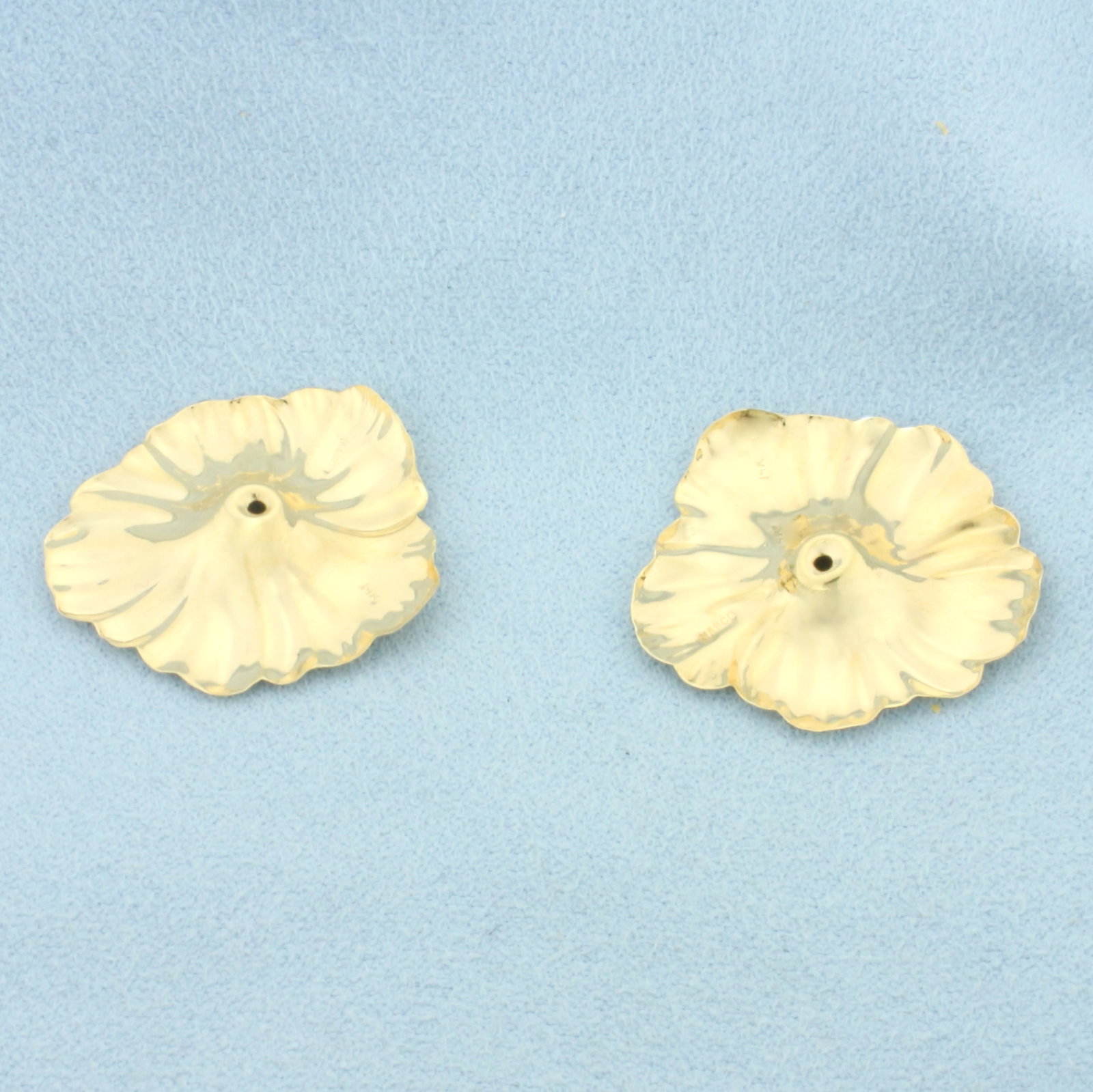 Leaf Design Stud Earring Enhancer Jackets in 14k Yellow Gold - 2