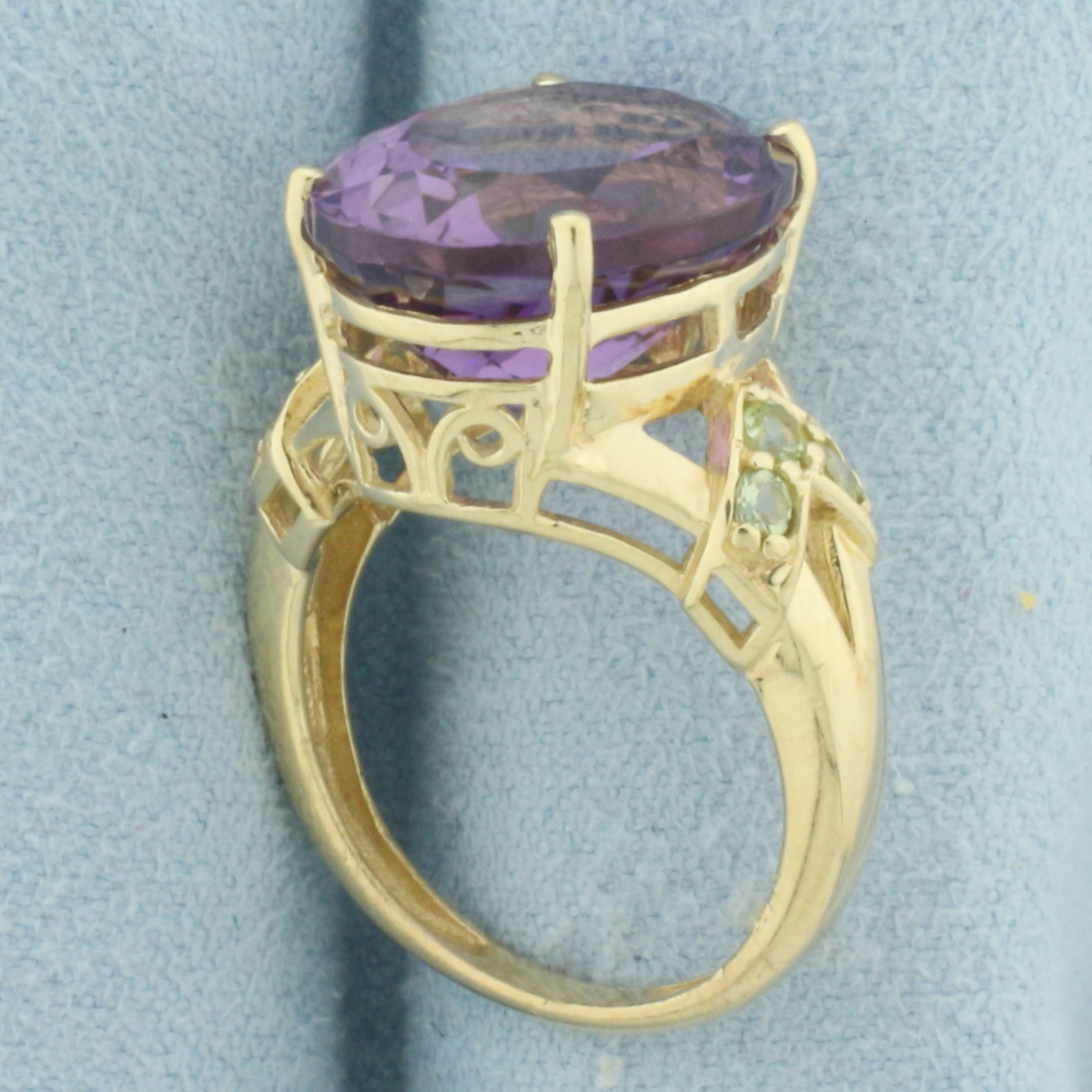 Amethyst Statement Ring in 10k Yellow Gold - 3