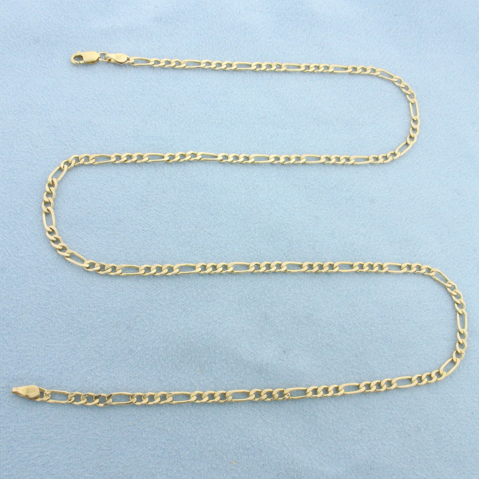 19 Inch Italian Figaro Link Chain Necklace in 10k Yellow Gold: In 10k Yellow Gold. 19 inches long. 2.9mm wide. Italian made. Lobster clasp. 2.7g.