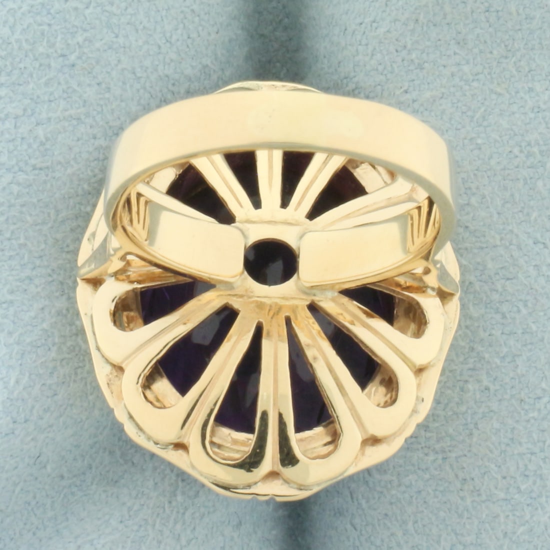 Amethyst Bamboo Design Statement Ring in 14k Yellow Gold - 4