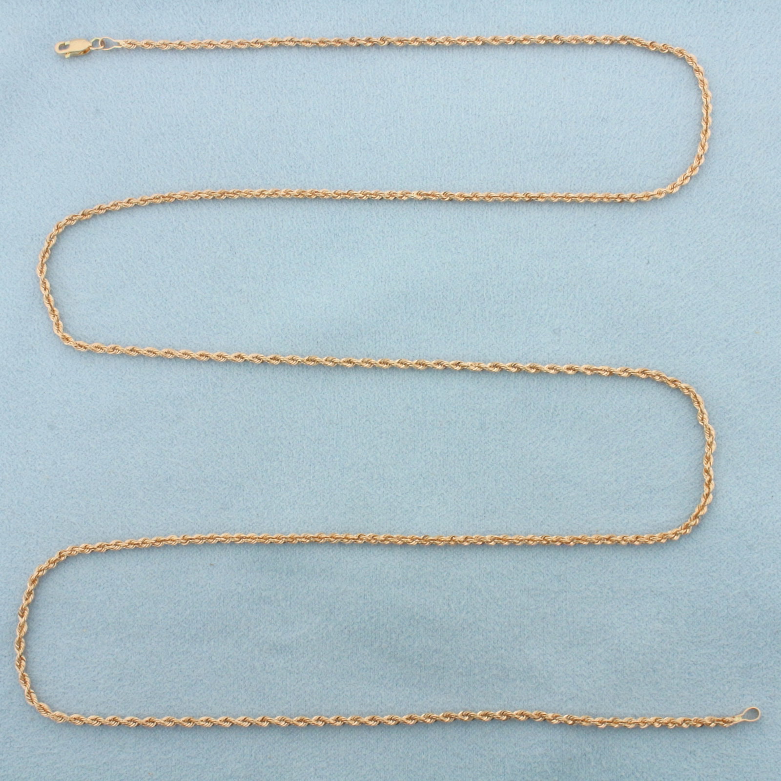 26 Inch Rope Link Chain Necklace in 14k Rose Gold: In 14k Rose Gold. 26 inches long. 1.8mm wide. Lobster clasp. 2.6g.