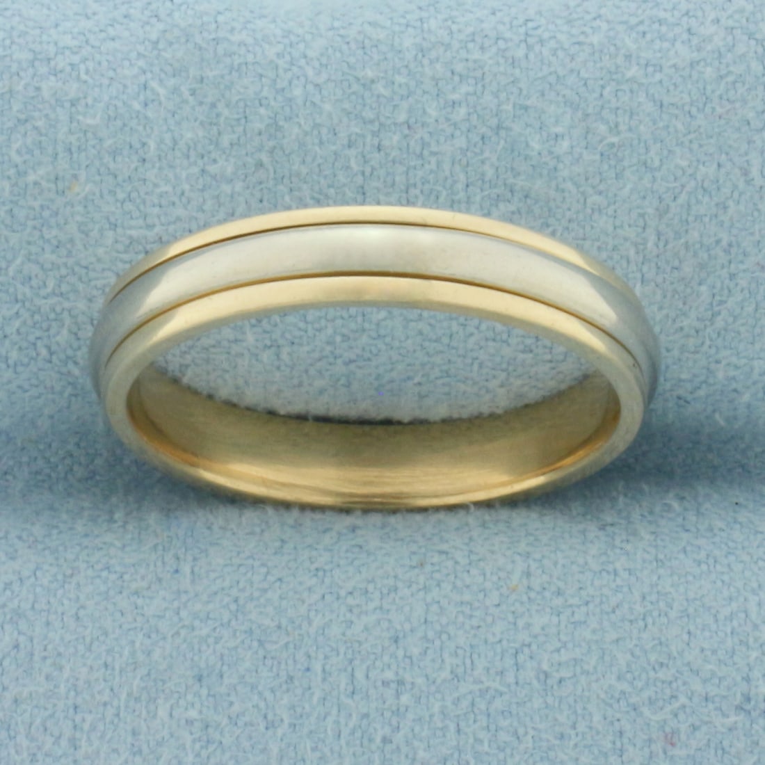 Mens Two Tone Wedding Band Ring in 14k Yellow and White Gold (1 of 2)