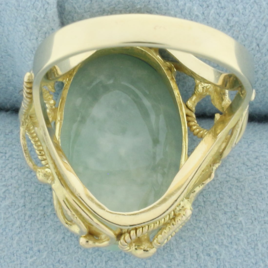 Jade Solitaire Statement Ring in 14k Yellow Gold - 4