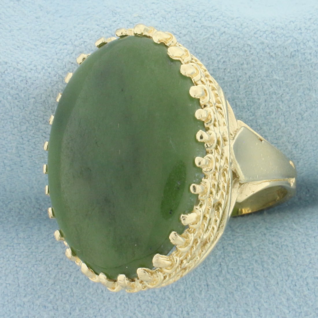 Crown Set Jade Statement Ring in 14k Yellow Gold - 2
