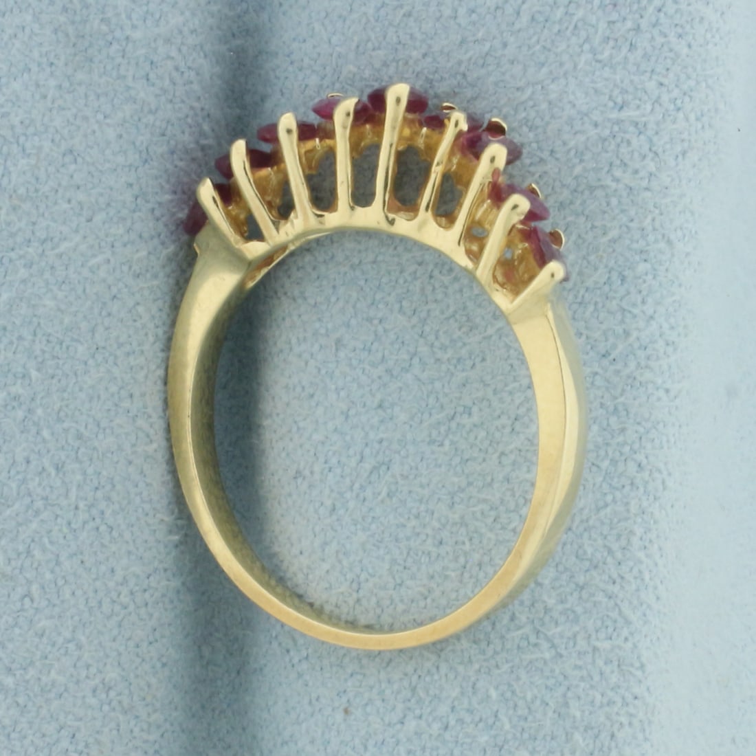 Natural Ruby Wave Design Ring In 14k Yellow Gold - 3