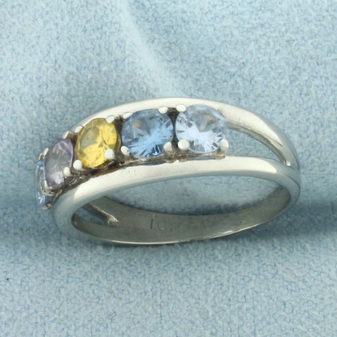 Multi Color Topaz Ring in 10k White Gold - 2