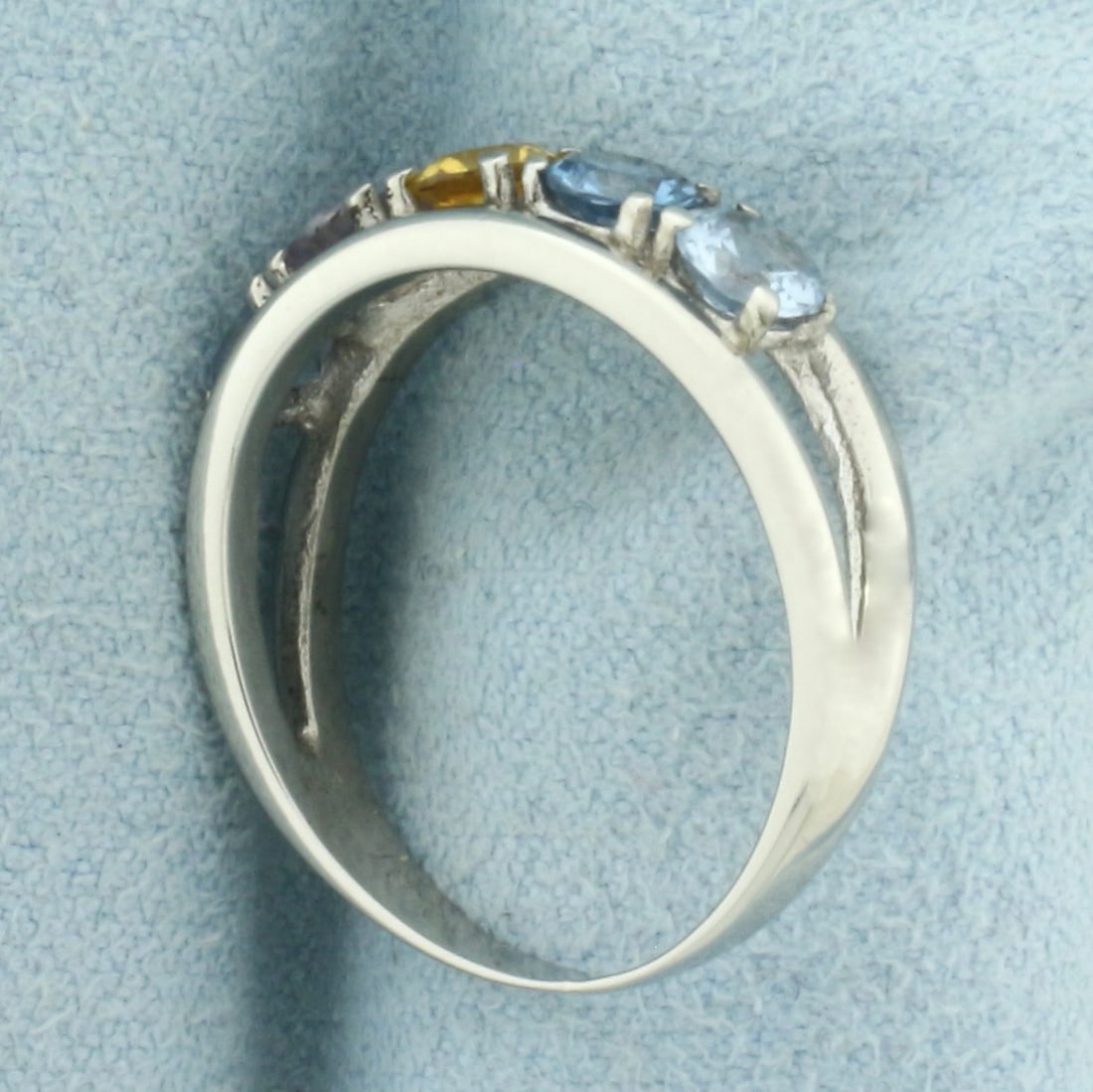 Multi Color Topaz Ring in 10k White Gold - 3