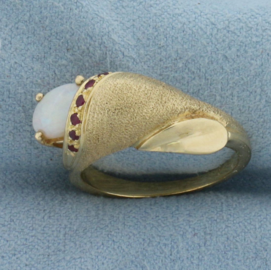 Opal and Ruby Ring in 14k Yellow Gold - 2