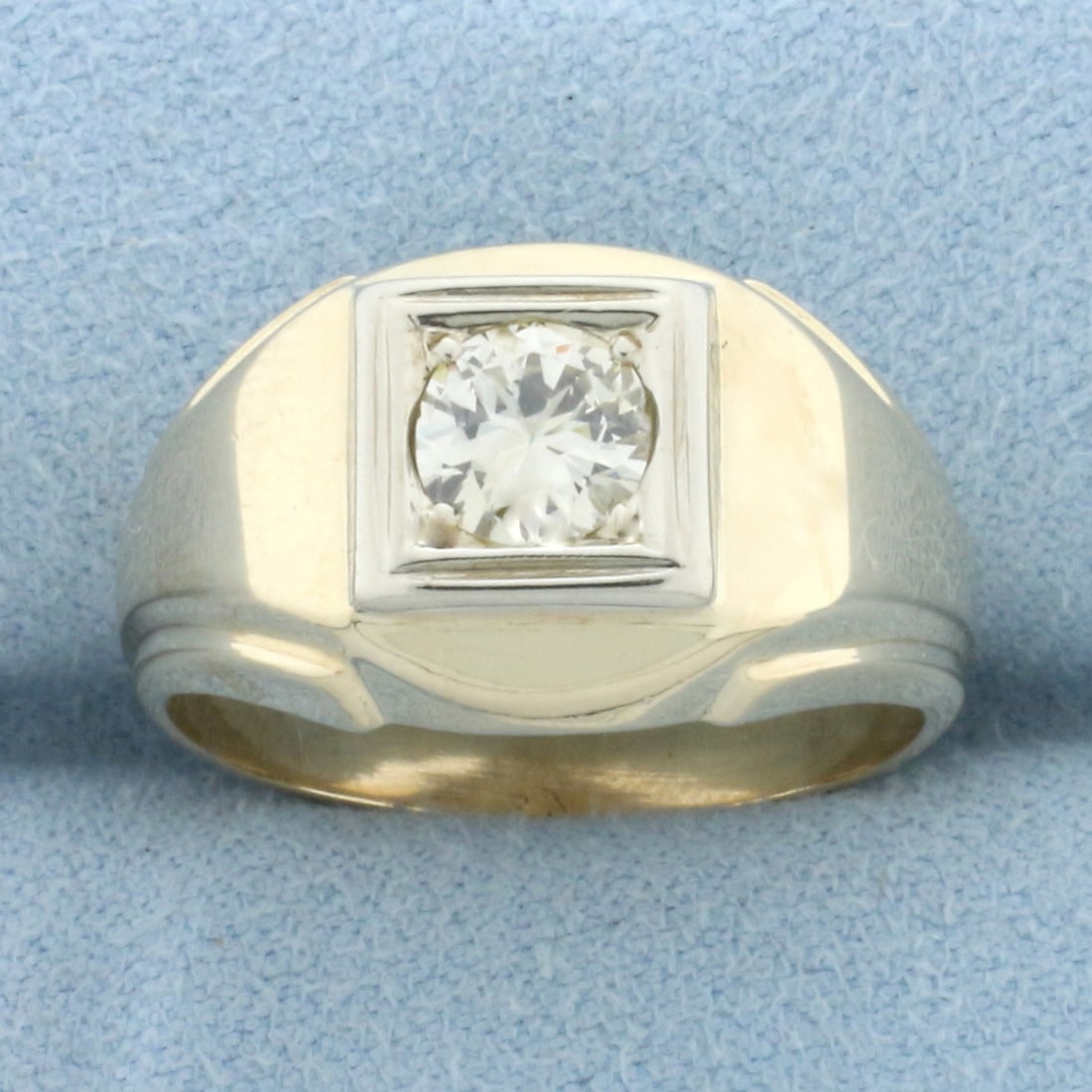 Vintage Old European Cut Diamond Solitaire Ring in 14k Yellow Gold: In 14k yellow gold. Contains one high quality 2/3ct old European cut diamond, SI clarity/K color. Minor chip on outside girdle, not noticeable, indicative of age. 12.3mm wide. Size: 8.5. 7.0g.