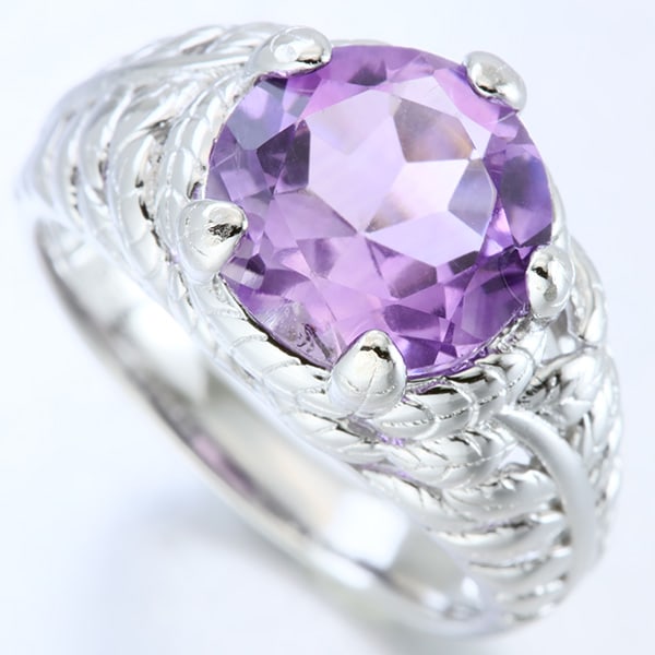 Rose de France Amethyst Ring in Sterling Silver: In platinum over .925 sterling silver. Contains one large 3ct pink lavender amethyst gemstone. Size 7. 5.0g