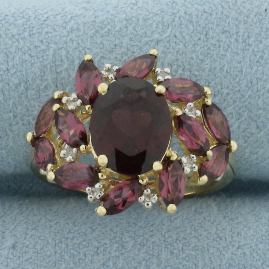 Garnet and Diamond Ring in 10K Yellow Gold (1 of 4)