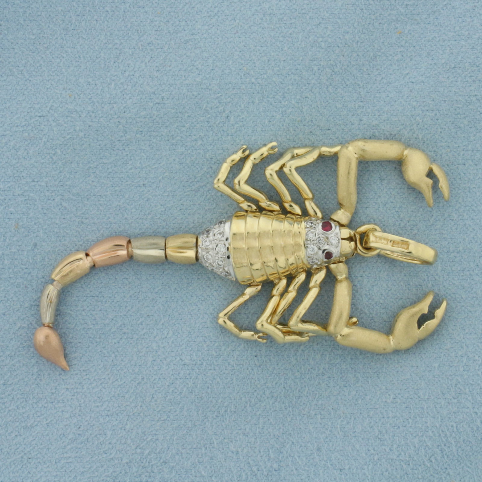 Zodiac Scorpio Scorpian Diamond and Ruby Articulating Pendant in 14K Yellow, Rose, and White Gold (1 of 3)