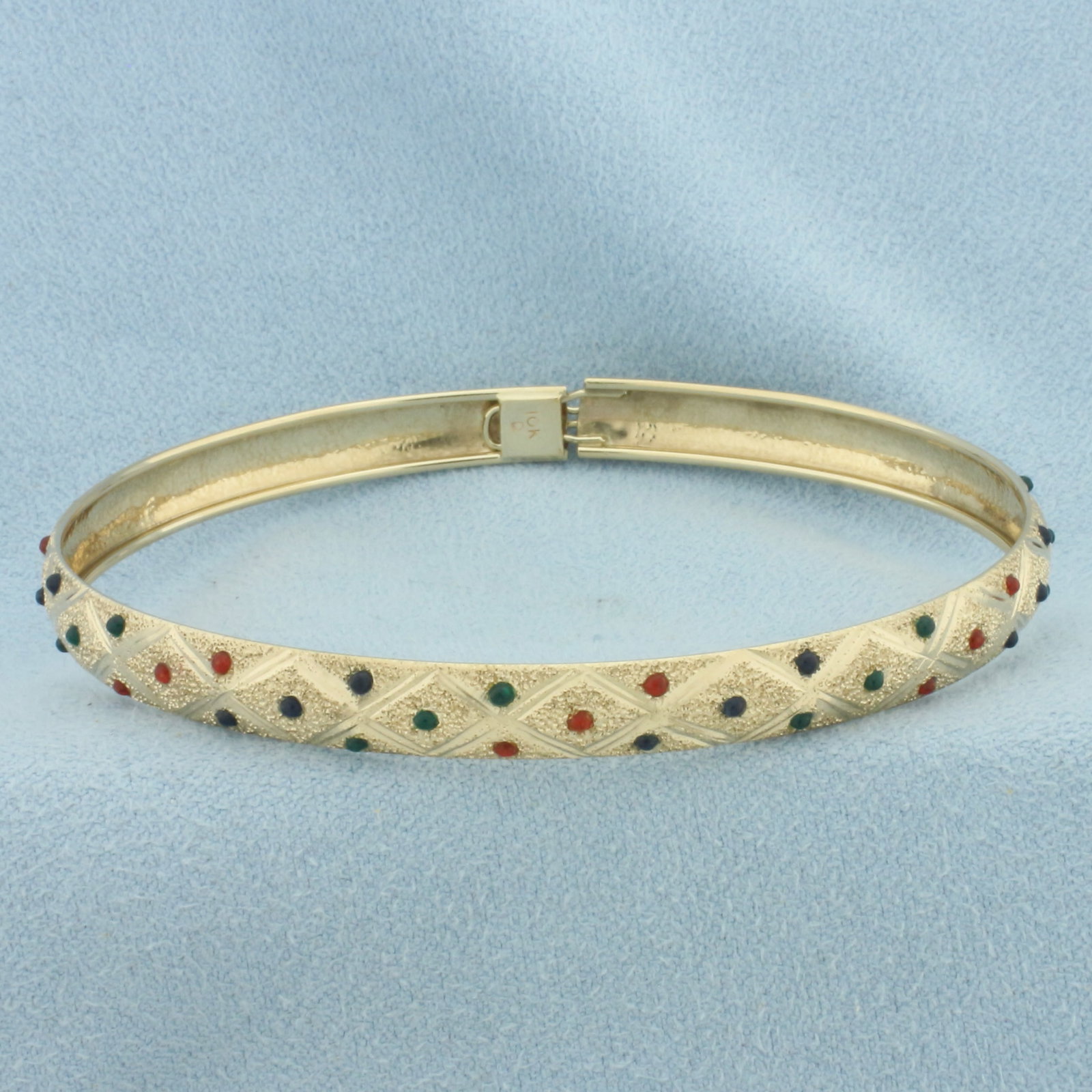 Enamel Bangle Bracelet in 10k Yellow Gold (1 of 4)