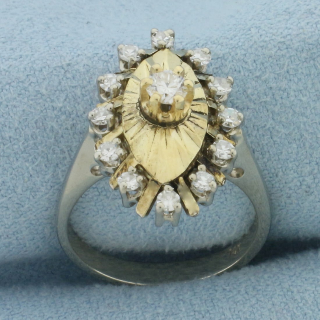 Vintage Diamond Target Ring in 14K White and 14K Yellow Gold (1 of 4)