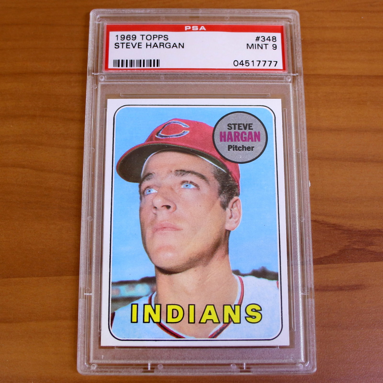 1969 Topps Baseball #348 Steve Hargan Card PSA Mint 9 (1 of 2)