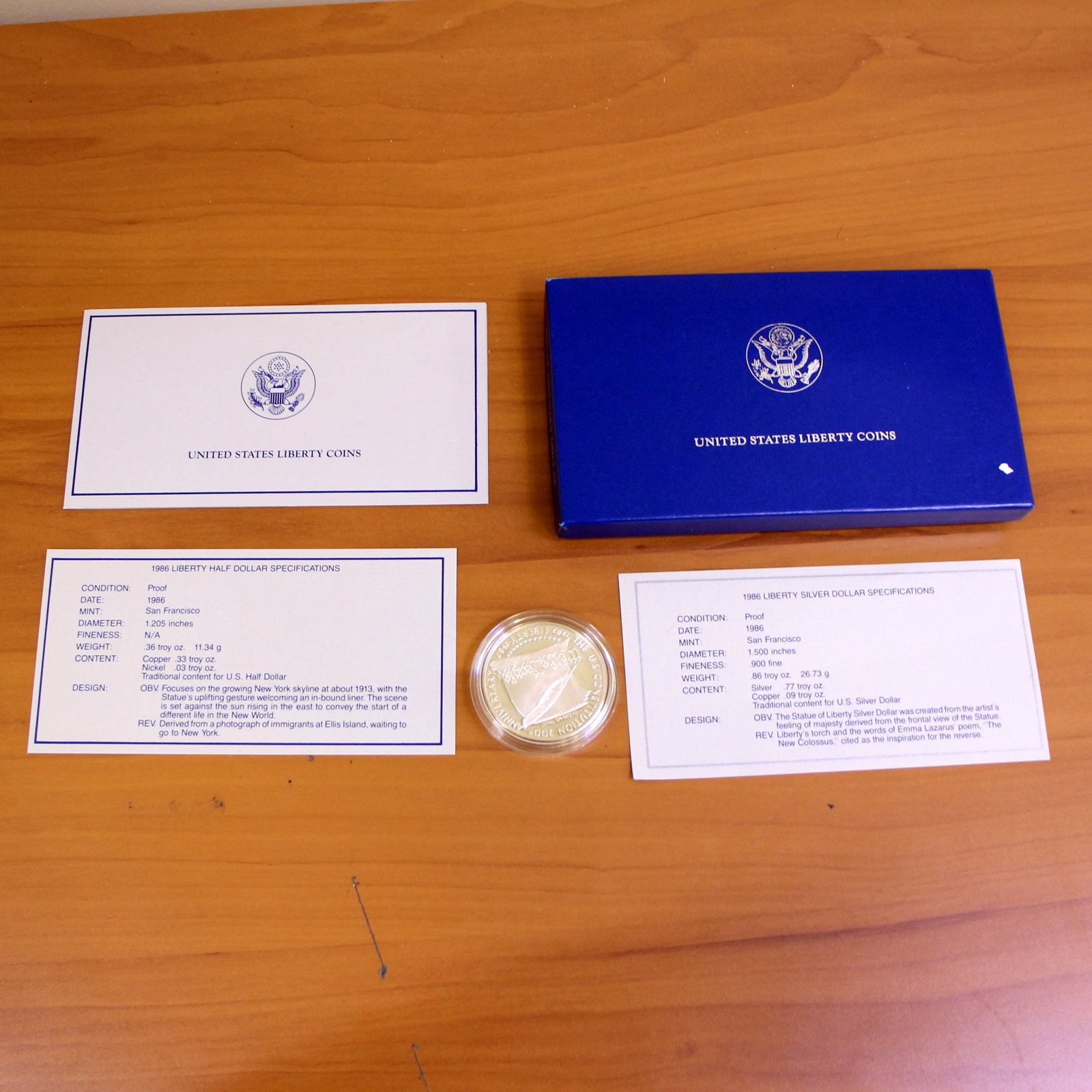 1986 US Liberty Silver Dollar Proof OGP: Contains one 1986 United States Liberty Silver Dollar Proof. Set in original government packaging and contains certificate of authenticity.