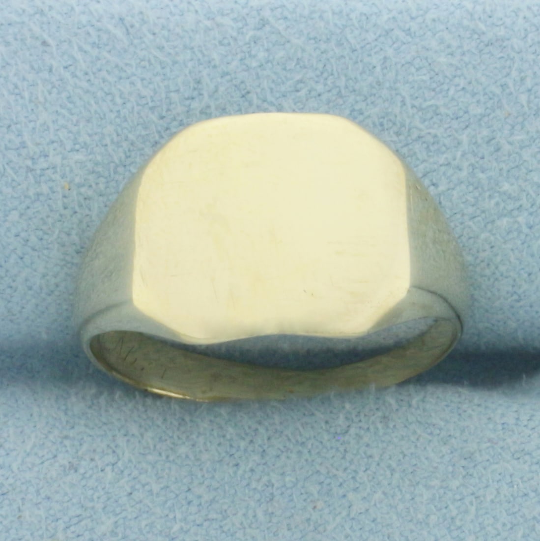 Vintage Engravable Signet Ring in 10k Yellow Gold: In 10k Yellow Gold. 1/2 inch long. 3/8 inch wide engravable face. Size 8. 4.4g.