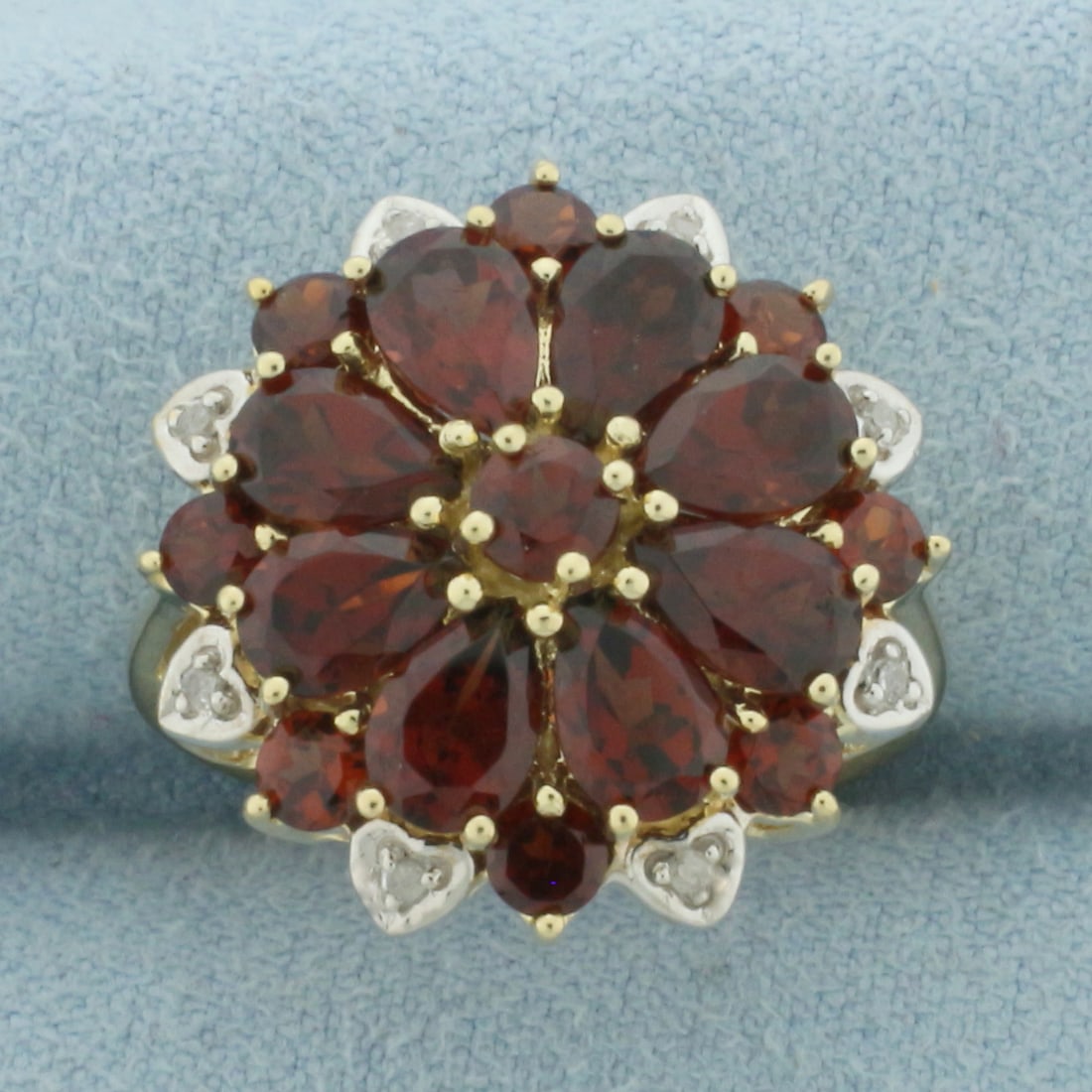 Garnet and Diamond Target Ring in 10k Yellow Gold (1 of 4)