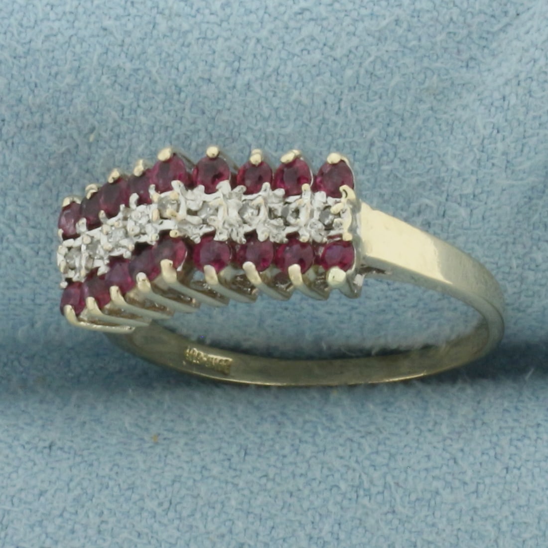 Ruby and Diamond Cathedral Ring in 10k Yellow Gold - 2