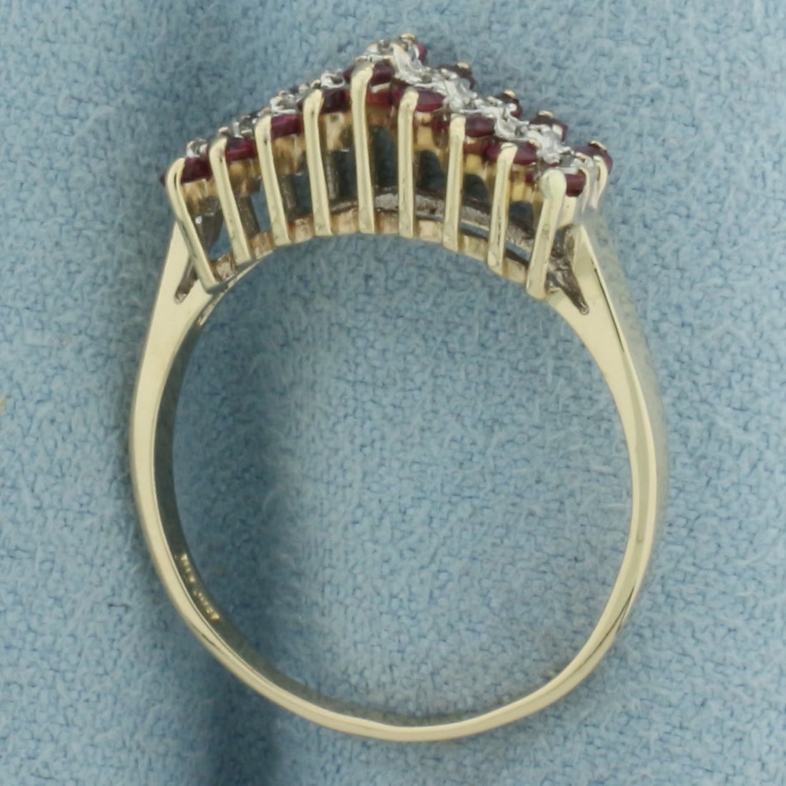 Ruby and Diamond Cathedral Ring in 10k Yellow Gold - 3