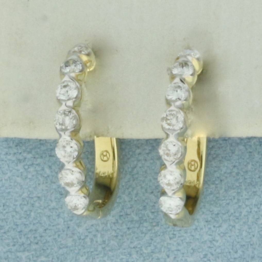 Diamond Hoop Earrings in 14K Yellow Gold (1 of 2)