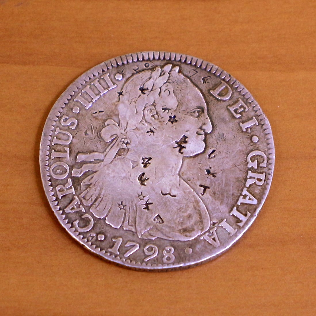 1798 Mexico 8 Reales Silver Coin VF With Chop Marks: 1798 Mexico 8 Reales Silver Coin. VF condition with chop marks.