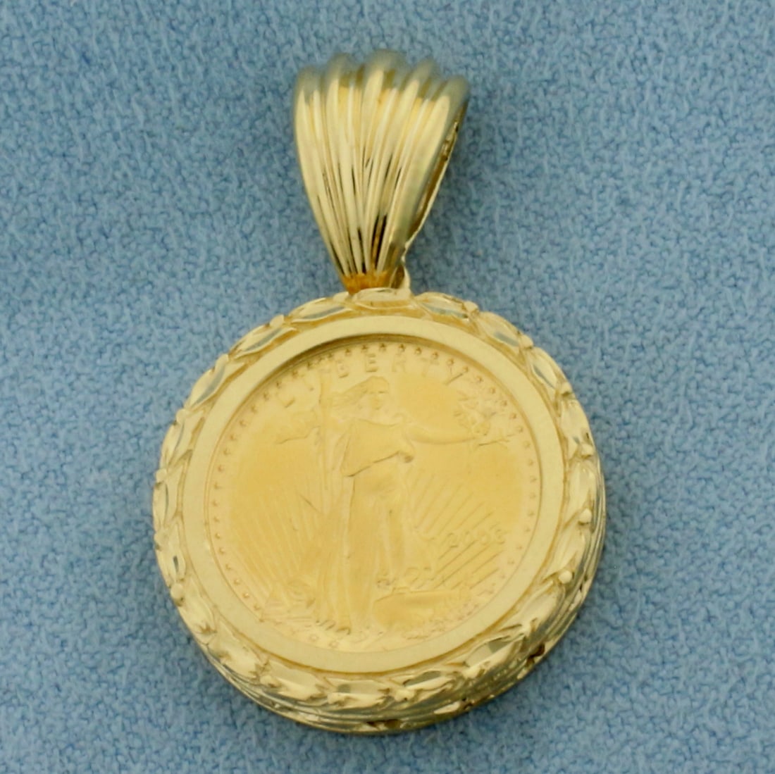 American Eagle Gold Coin Pendant in 14k Yellow Gold Bezel (1 of 2)