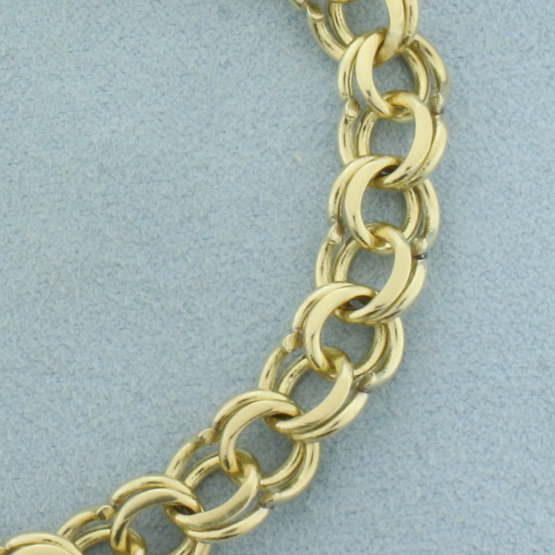 Double Loop Cable Link Charm Bracelet in 14k Yellow Gold - 2