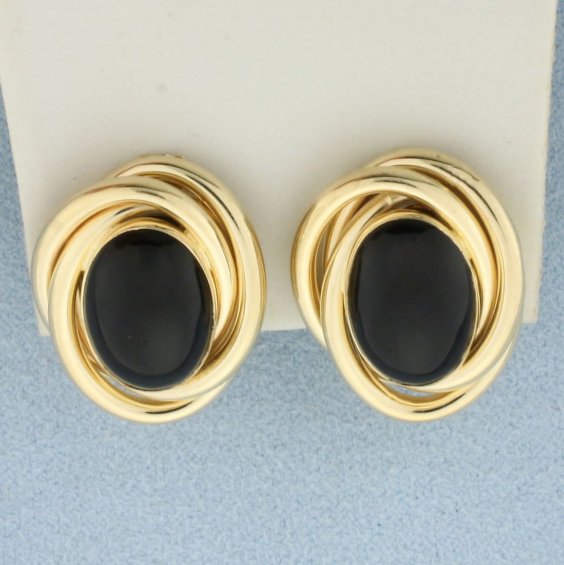 Vintage Onyx Button Earrings in 14k Yellow Gold (1 of 3)