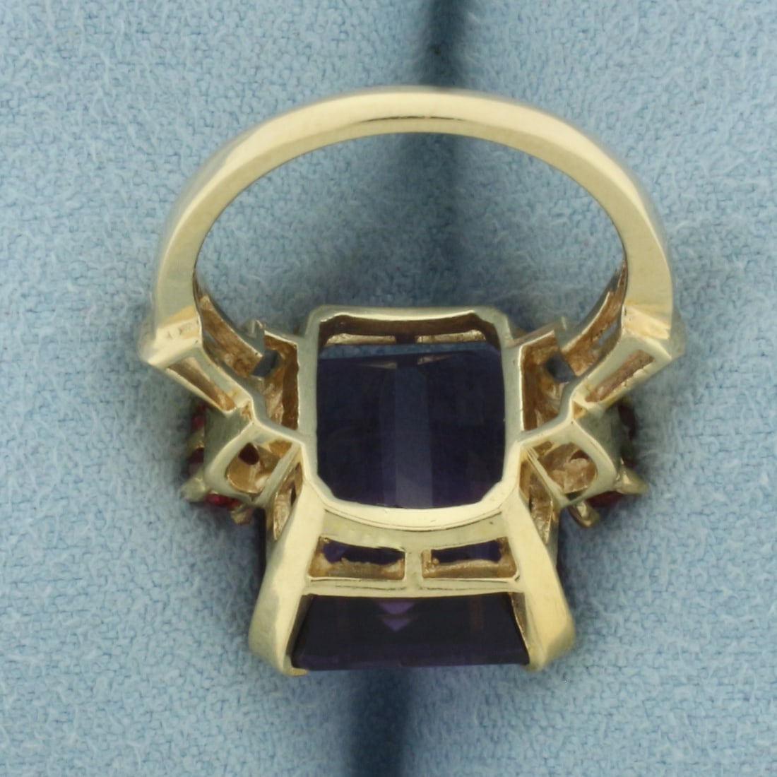 Amethyst and Ruby Statement Ring in 14k Yellow Gold - 4