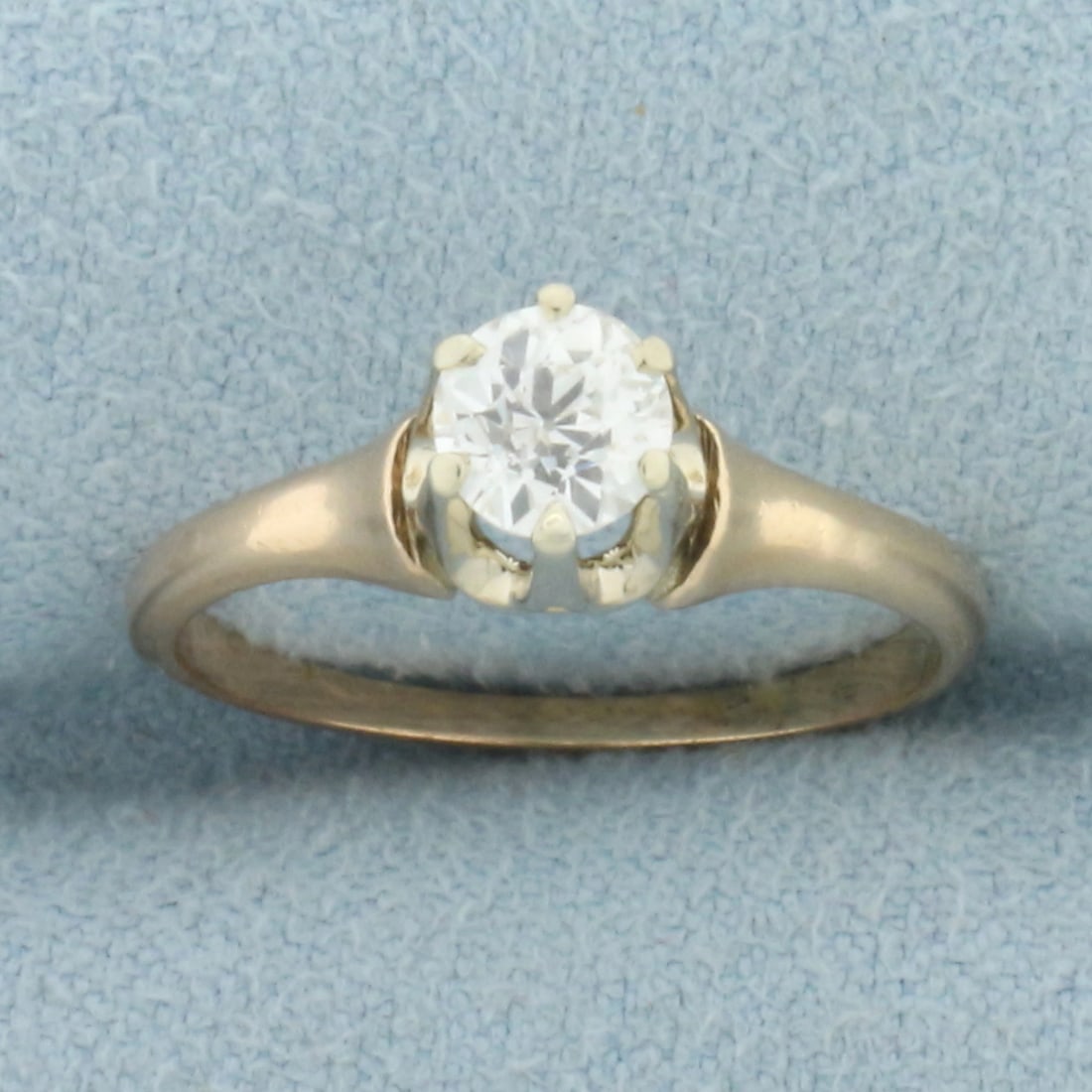 Antique Old European Cut Diamond Solitaire Ring in 14k Yellow Gold: In 147k yellow gold. Contains one high quality old 1/2ct European cut diamond, SI clarity/H color. Size 6. 2.3g.