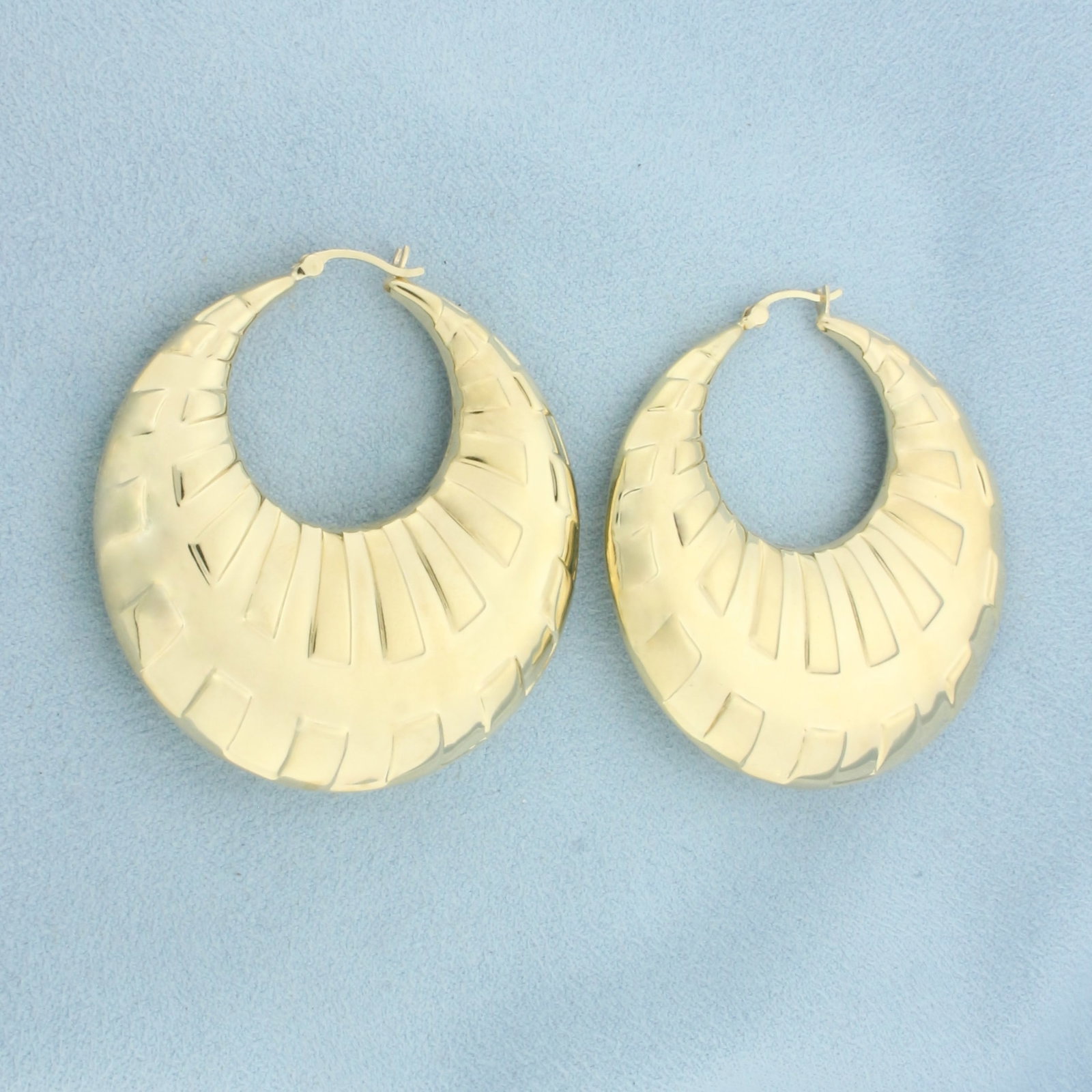 Large Crescent Fan Hoop Earrings in 10k Yellow Gold (1 of 2)