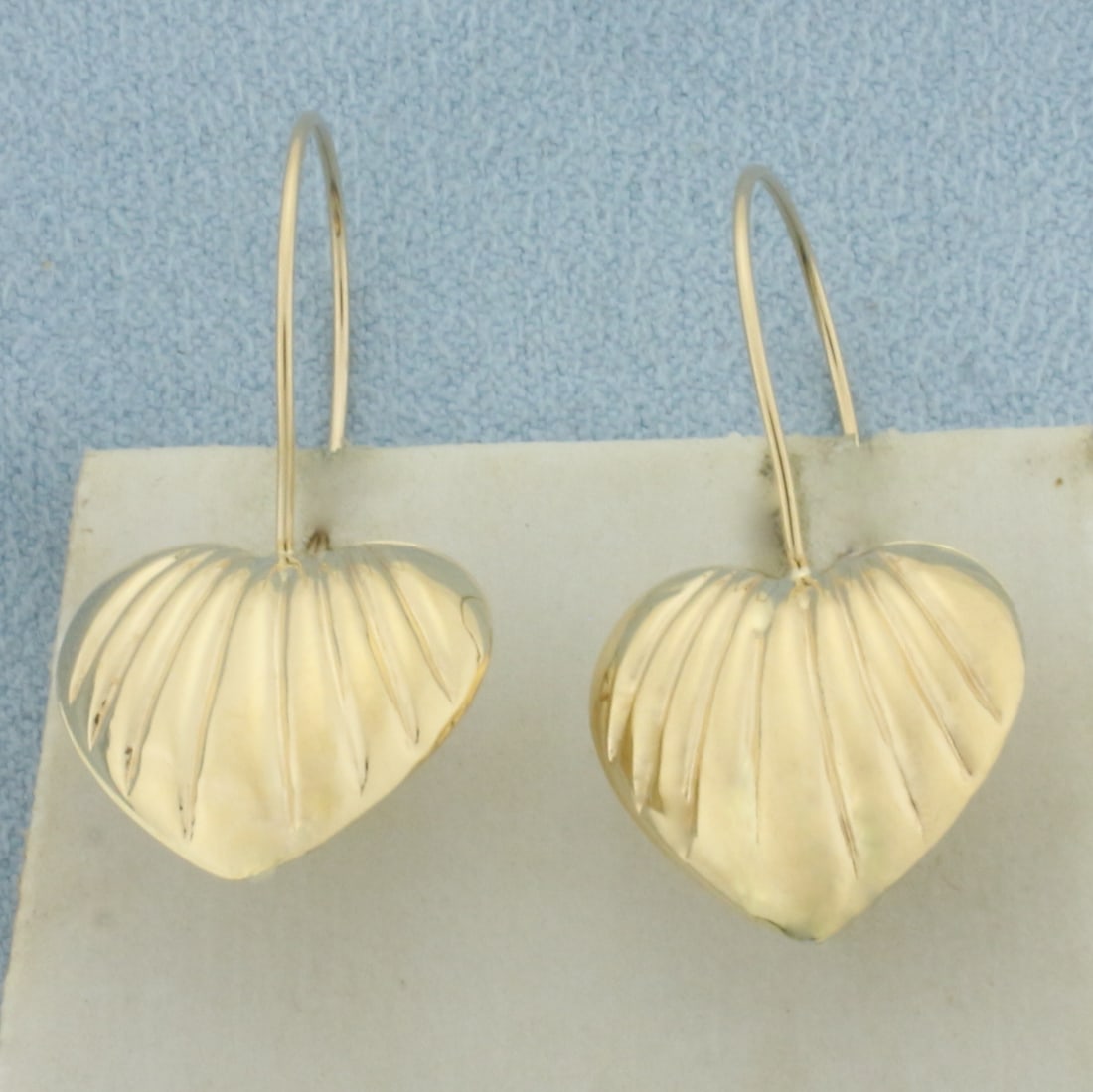 Heart Drop Earrings in 14k Yellow Gold (1 of 2)