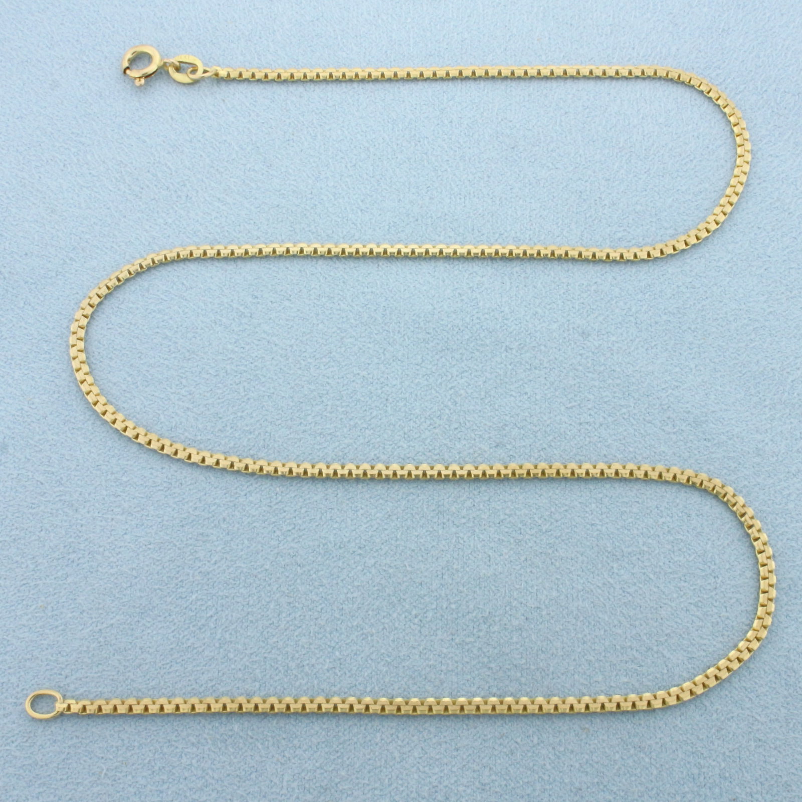 16 Inch Italian Boston Link Chain Necklace in 14k Yellow Gold: In 14k Yellow Gold. 16 inches long. 2mm wide. Italian made. Spring clasp. 5.5g.