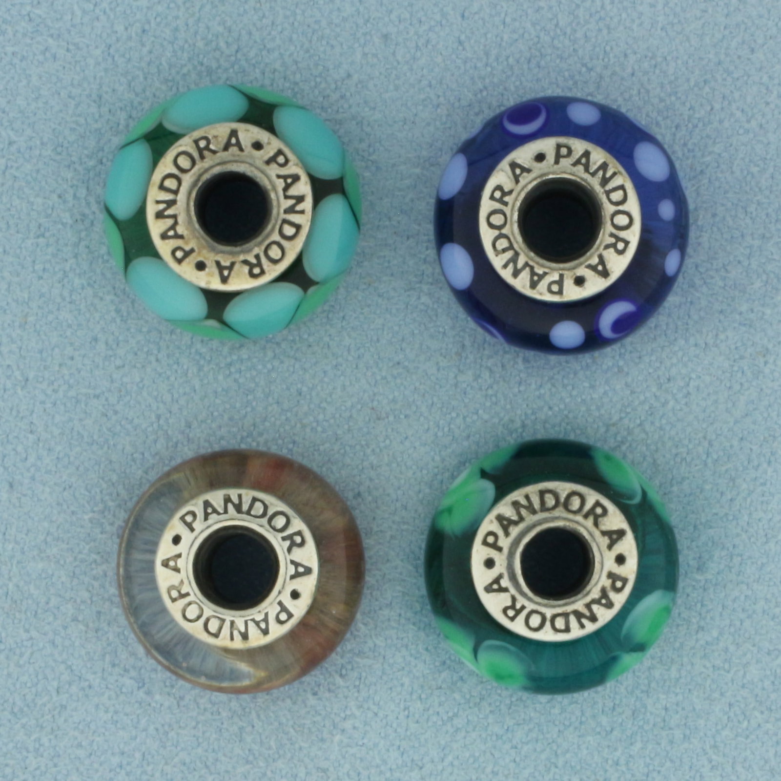 Pandora Murano Glass Bead Charms Set of 4 in Sterling Silver (1 of 2)