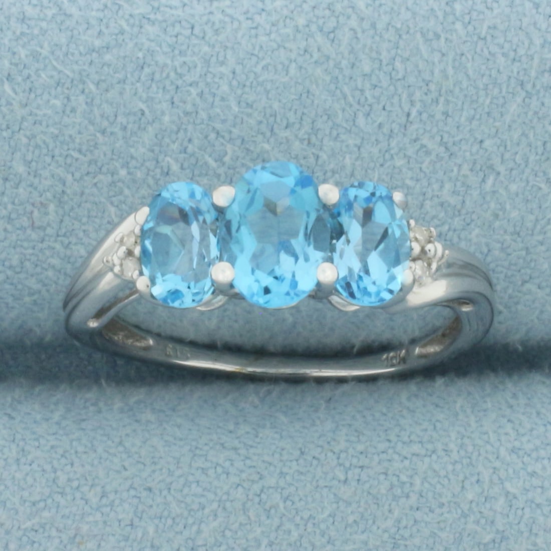 Swiss Blue Topaz and Diamond Ring in 10k White Gold (1 of 4)