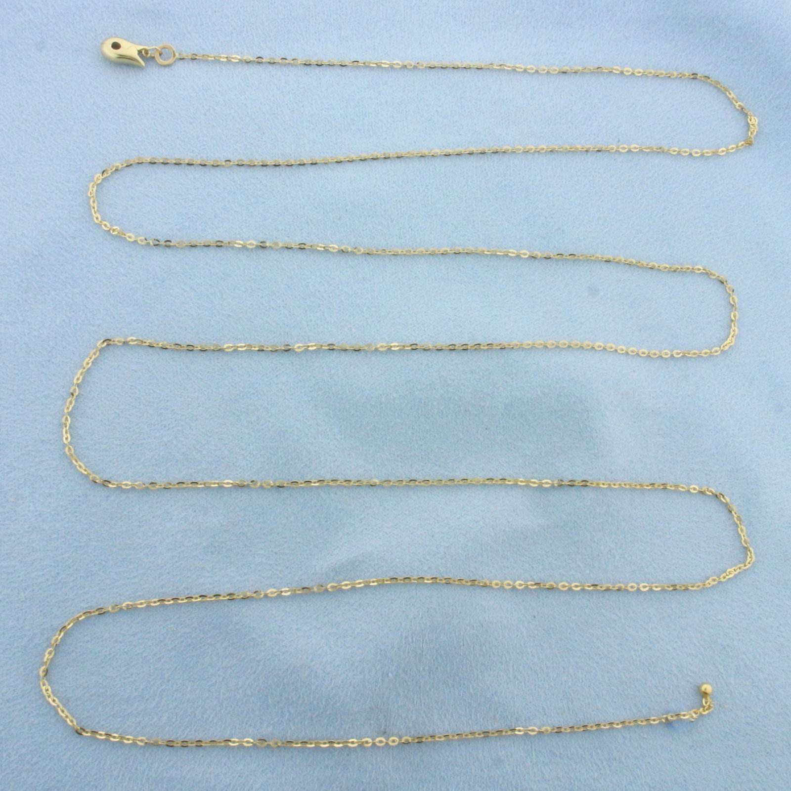 40 Inch Italian Adjustable Cable Link Chain Necklace in 14k Yellow Gold: In 14k Yellow Gold. 40 inches long (adjustable length). 1.6mm wide. Italian made. 3.9g.