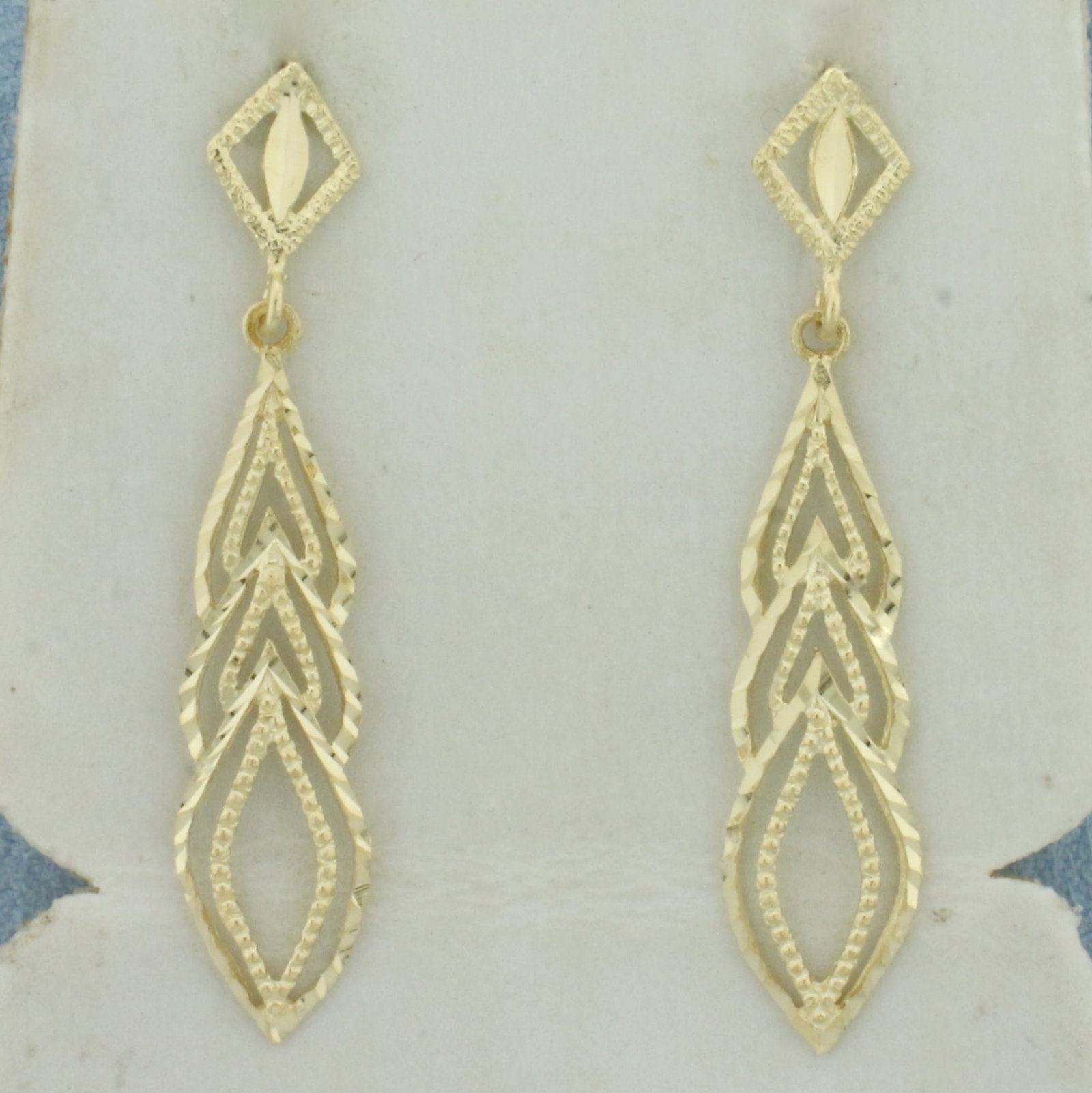 Diamond Cut Dangle Earrings in 14k Yellow Gold (1 of 2)