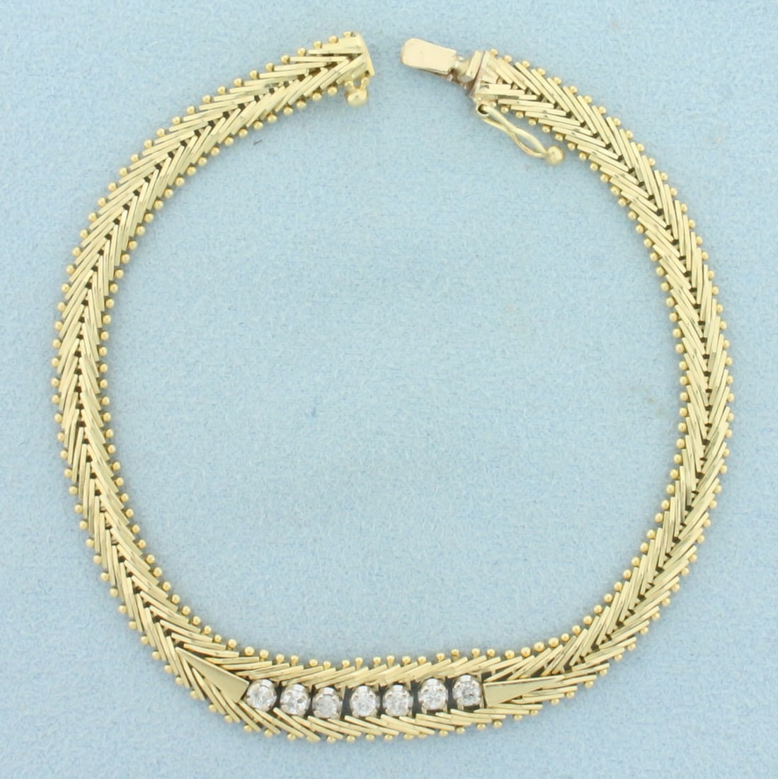 Diamond Designer Link Bracelet in 14k Yellow Gold