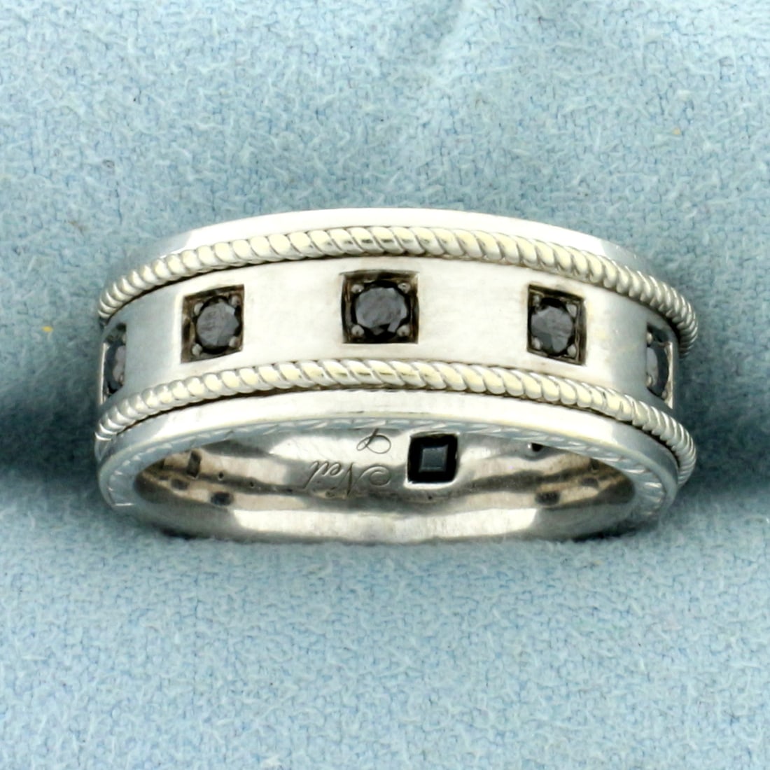 Neil Lane Black Diamond Wedding Band Ring in 14k White Gold