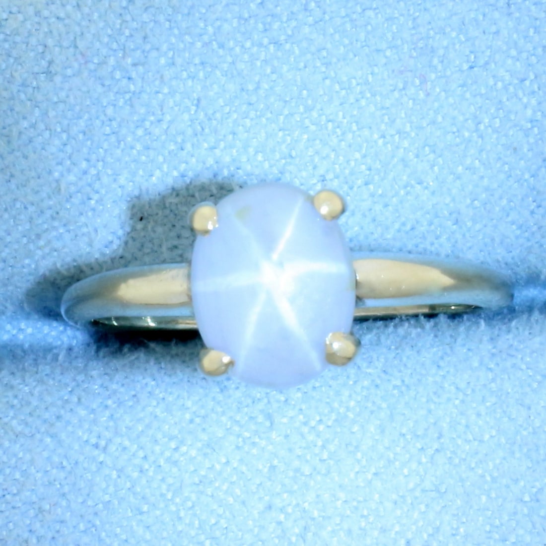 Natural Gray Star Sapphire Ring in 14k White Gold
