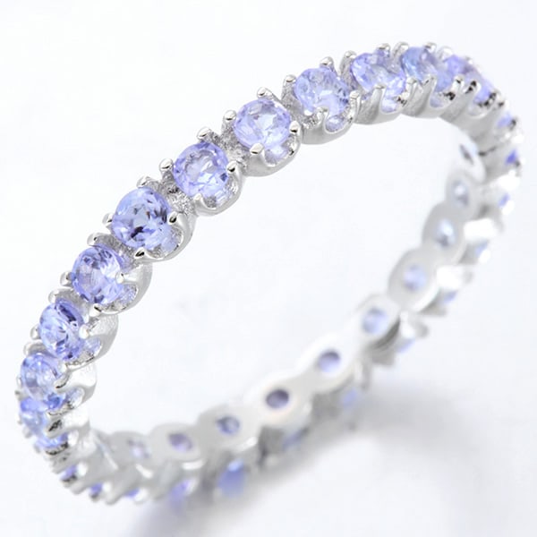 Tanzanite Eternity Stacking Band Ring in Sterling Silver