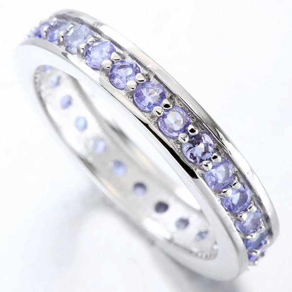 Tanzanite Eternity Stacking Band Ring in Sterling Silver